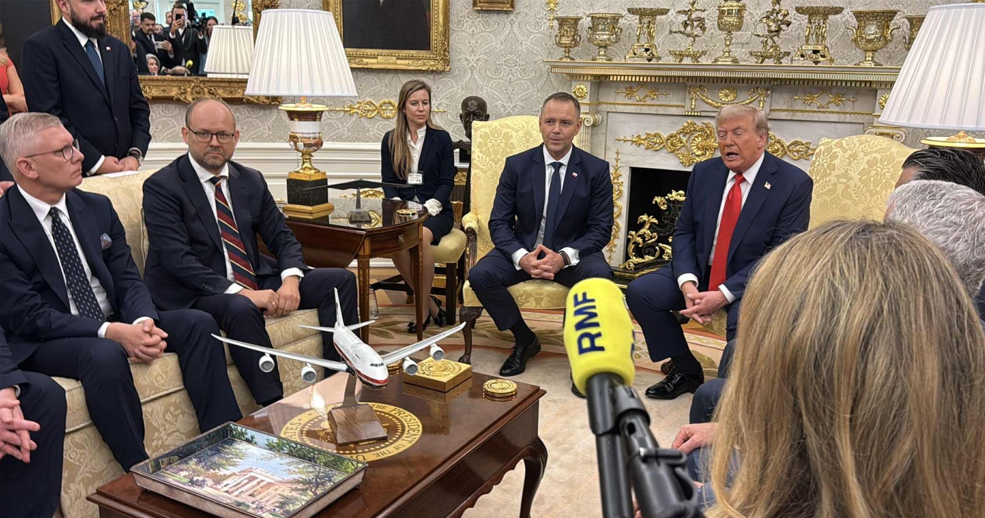 Donald Trump i Karol Nawrocki na konferencji prasowej